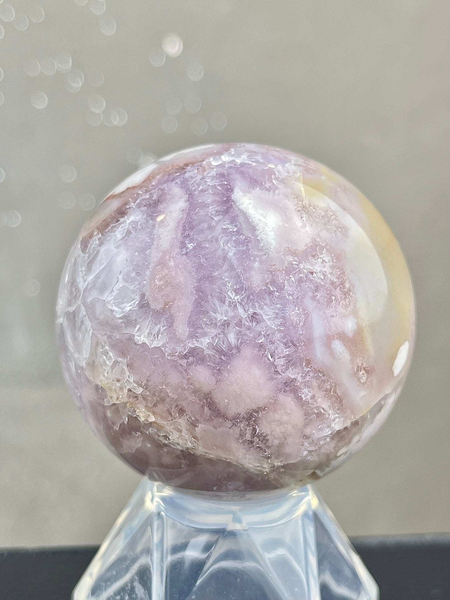 Blomster Agat med kvarts/ametyst Kule