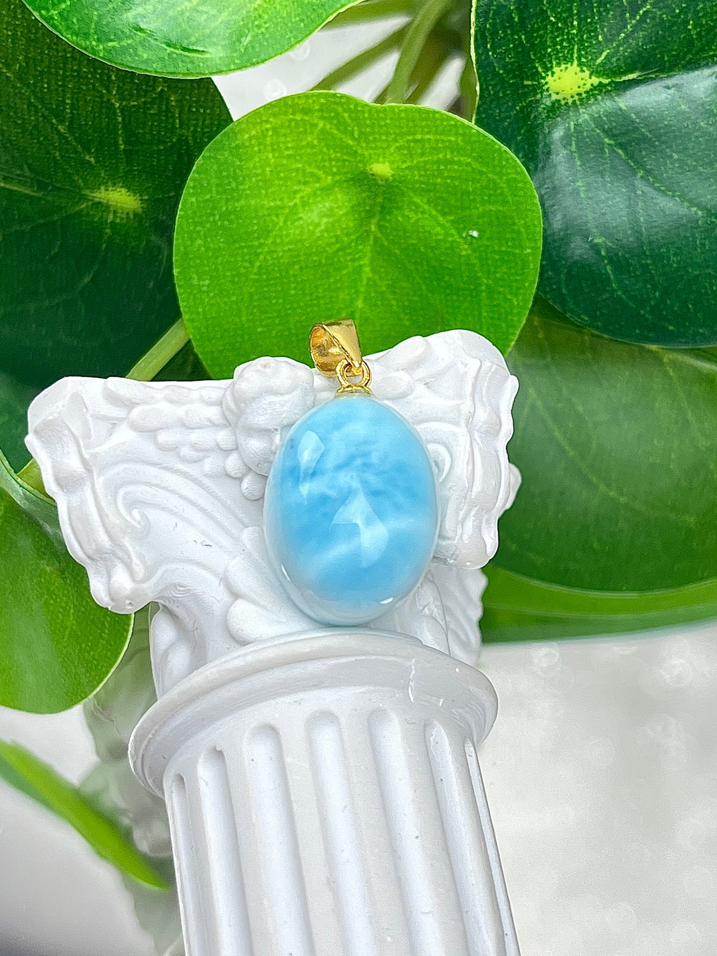 Larimar anheng i 925 sterling sølv