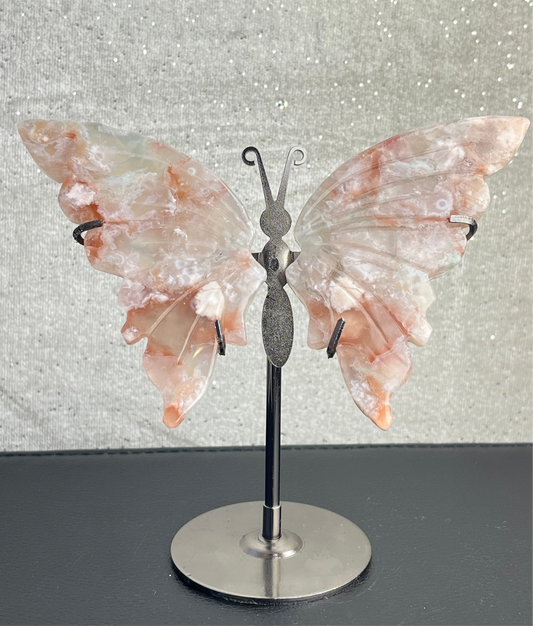 Blomster Agat Vinger (med stand)