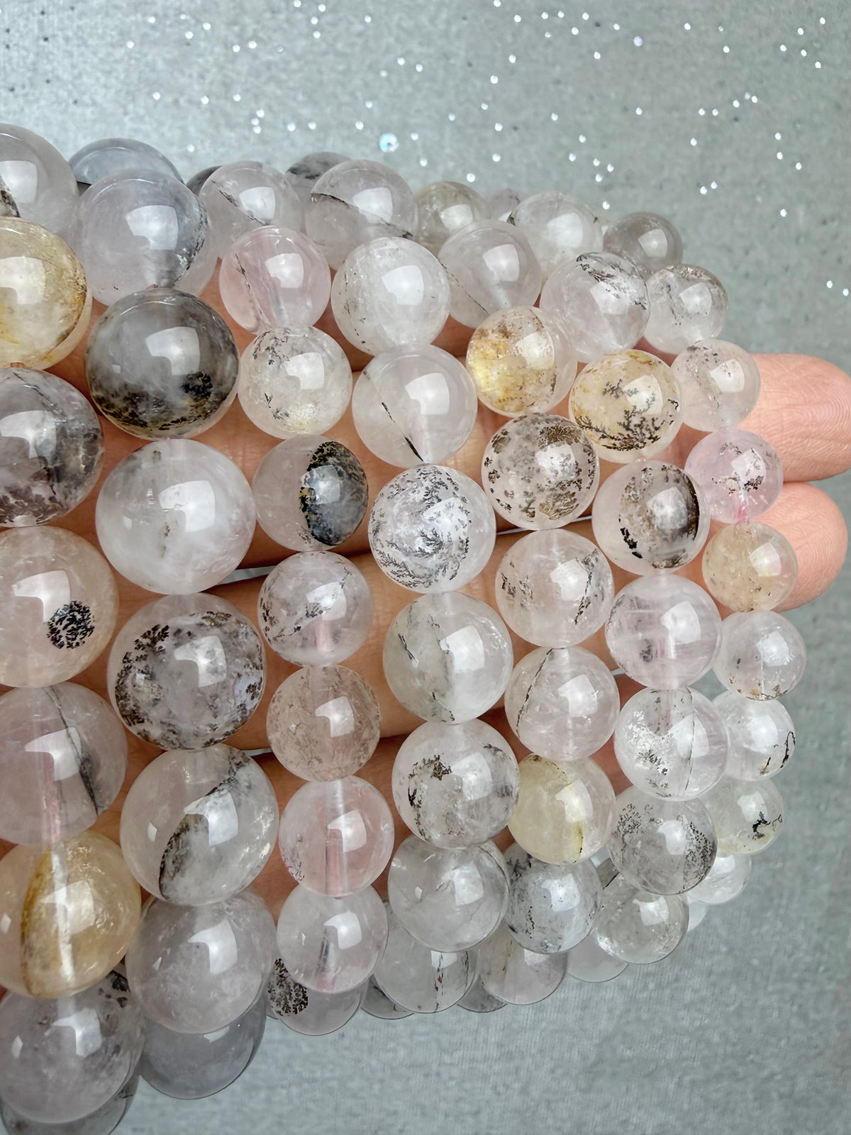 Dendritic quartz bracelet 8-12mm+
