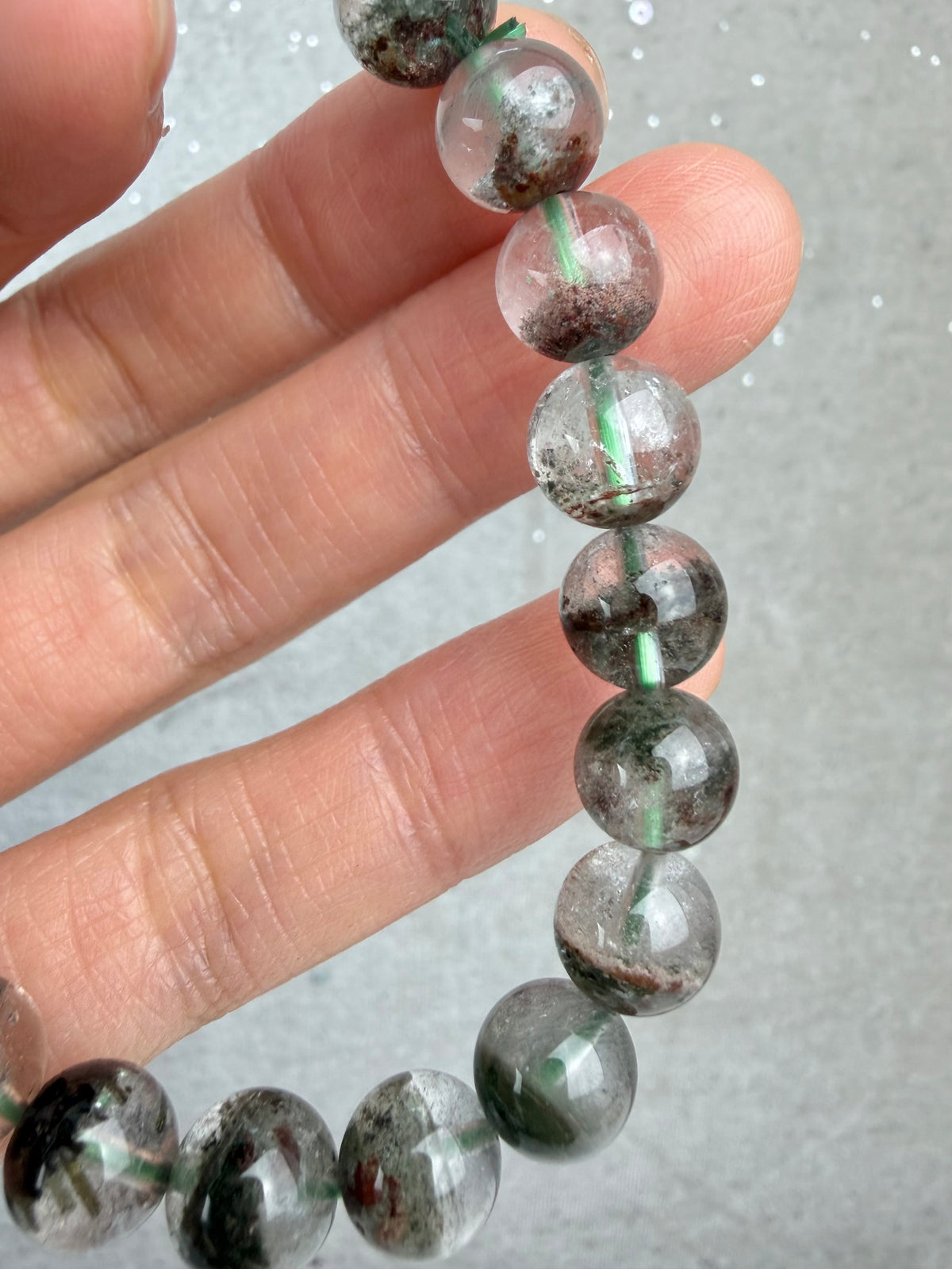 Hagekvarts/Lodolitt armbånd 8mm+