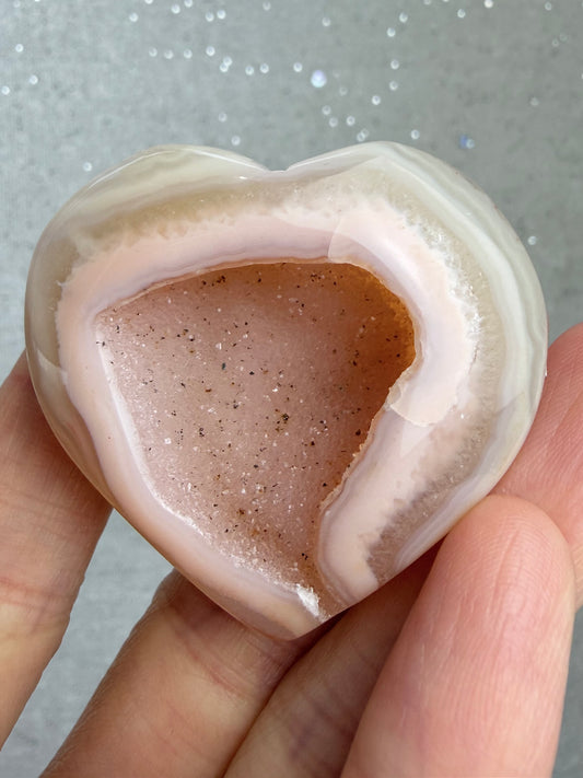 Druzy Agat Hjerte, Rosa
