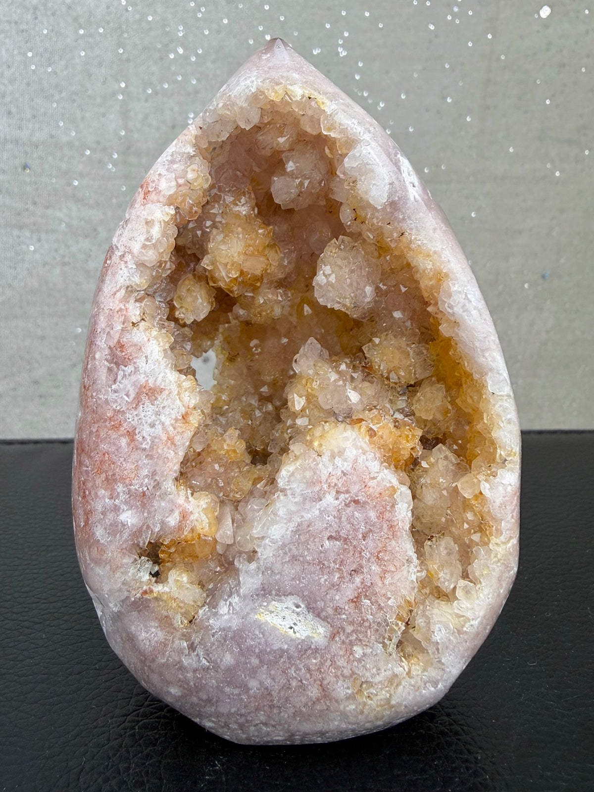 Blomster Agat med druzy kvarts flamme