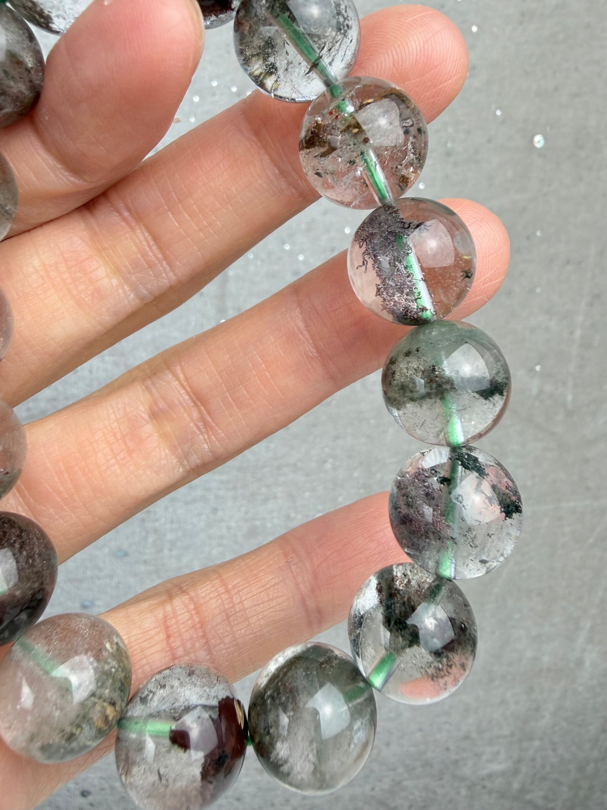 Hagekvarts/Lodolitt armbånd 13mm+