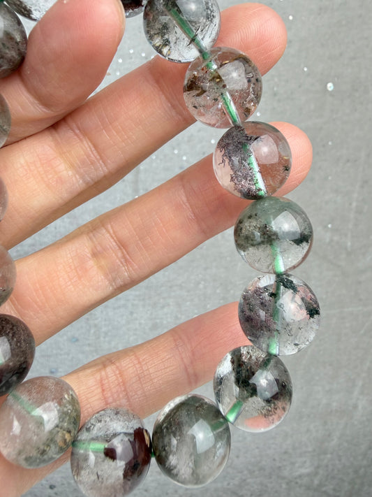 Hagekvarts/Lodolitt armbånd 13mm+