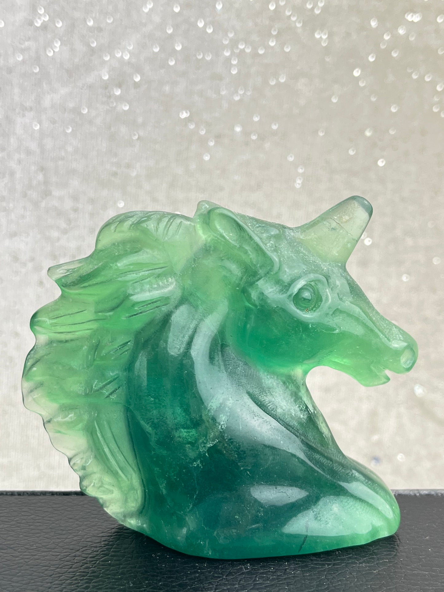 Grønn Fluoritt Enhjørning 7cm