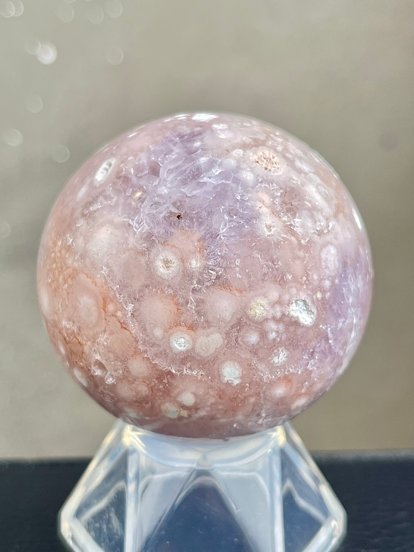 Blomster Agat med kvarts/ametyst Kule