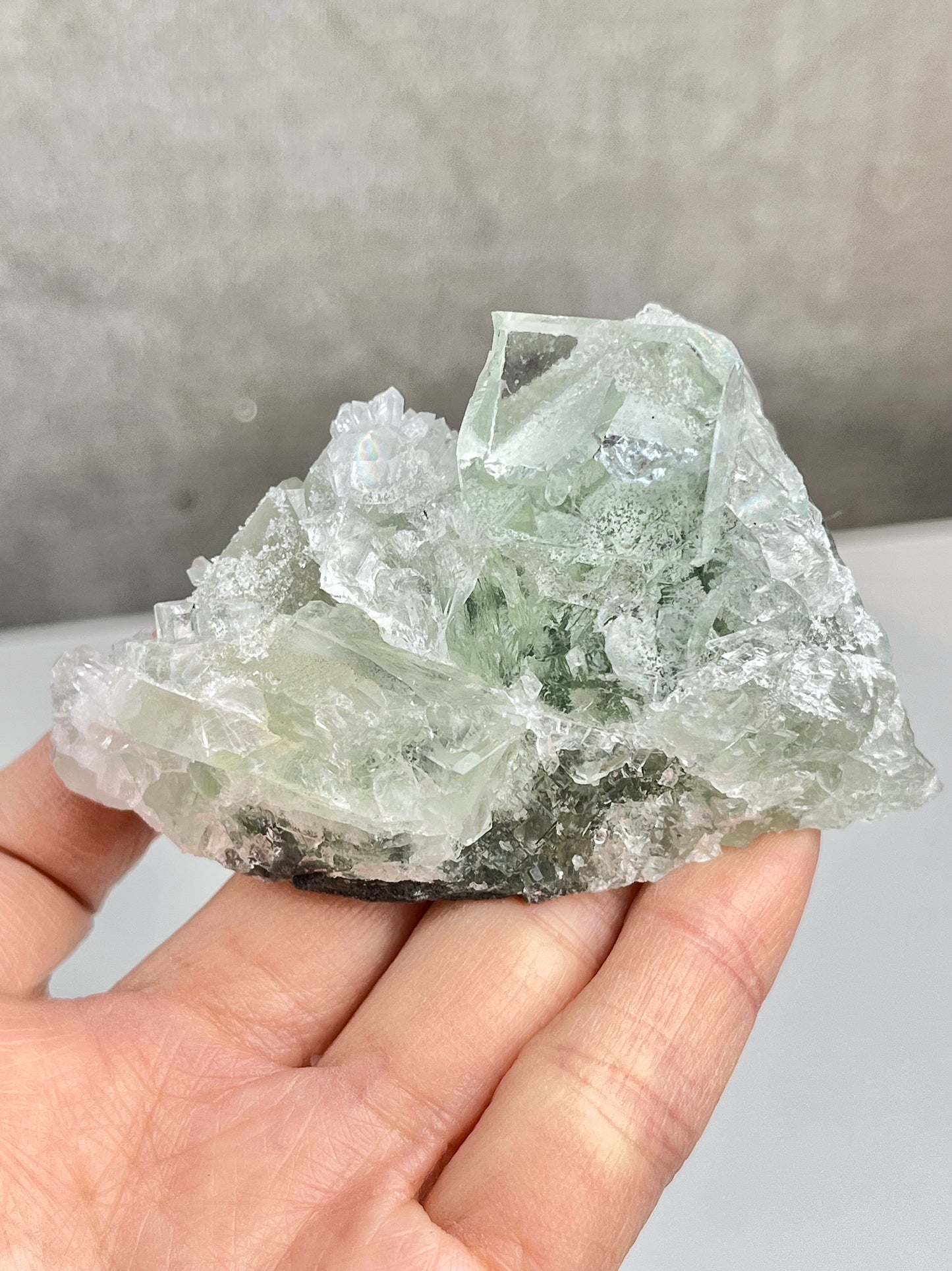 Grønn Fluorit med kvarts