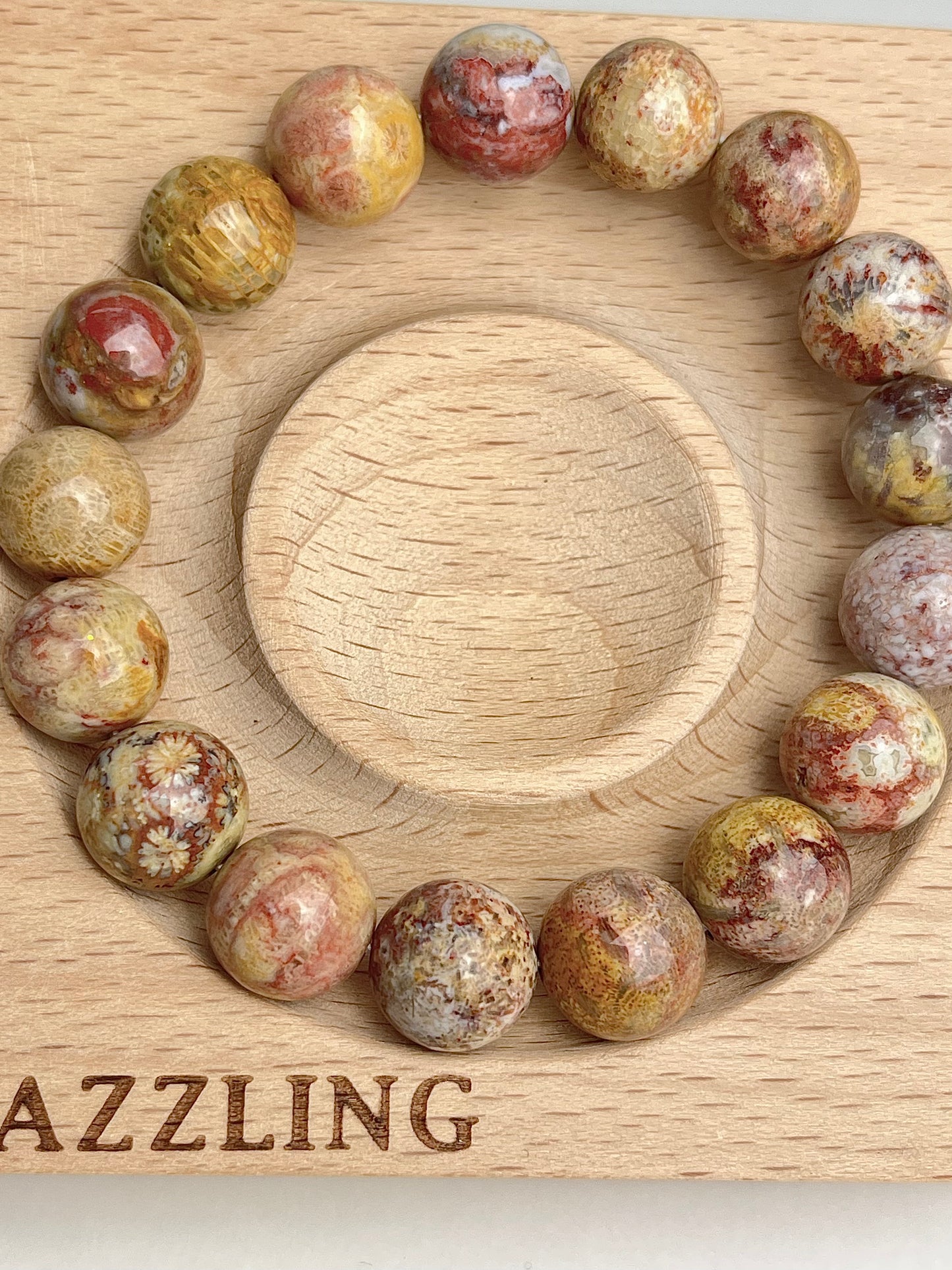 Agatisert Korall armbånd 12mm+