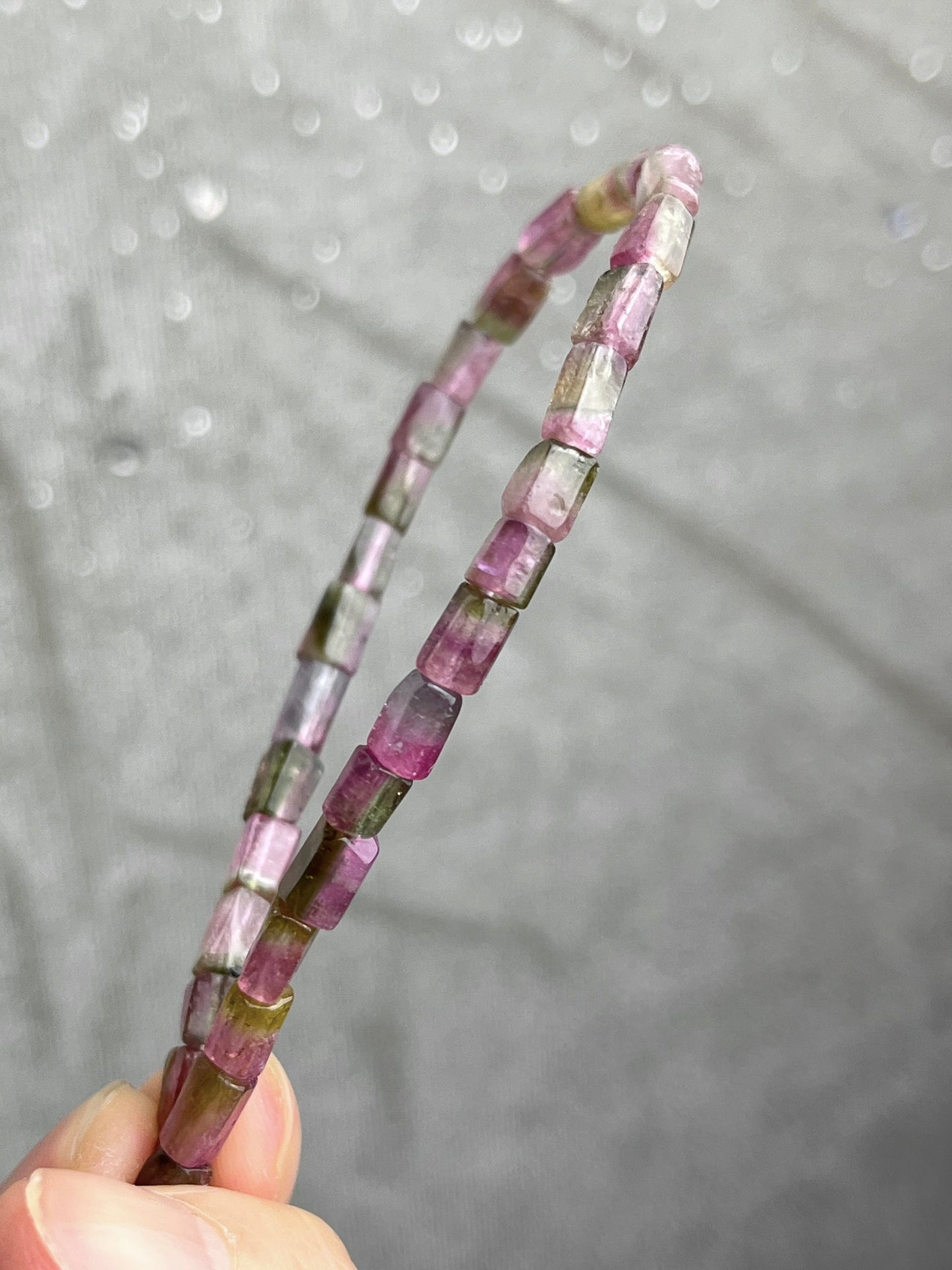 Watermelon Tourmaline bracelet in 925 sterling silver