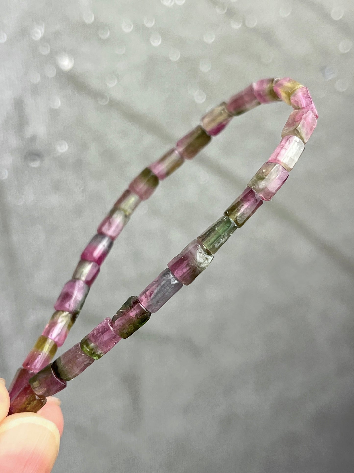 Watermelon Tourmaline bracelet in 925 sterling silver
