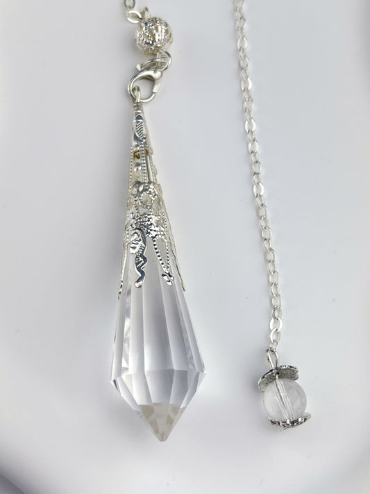 Bergkrystall klar kvarts Anheng/Pendel med kjede, God kvalitet