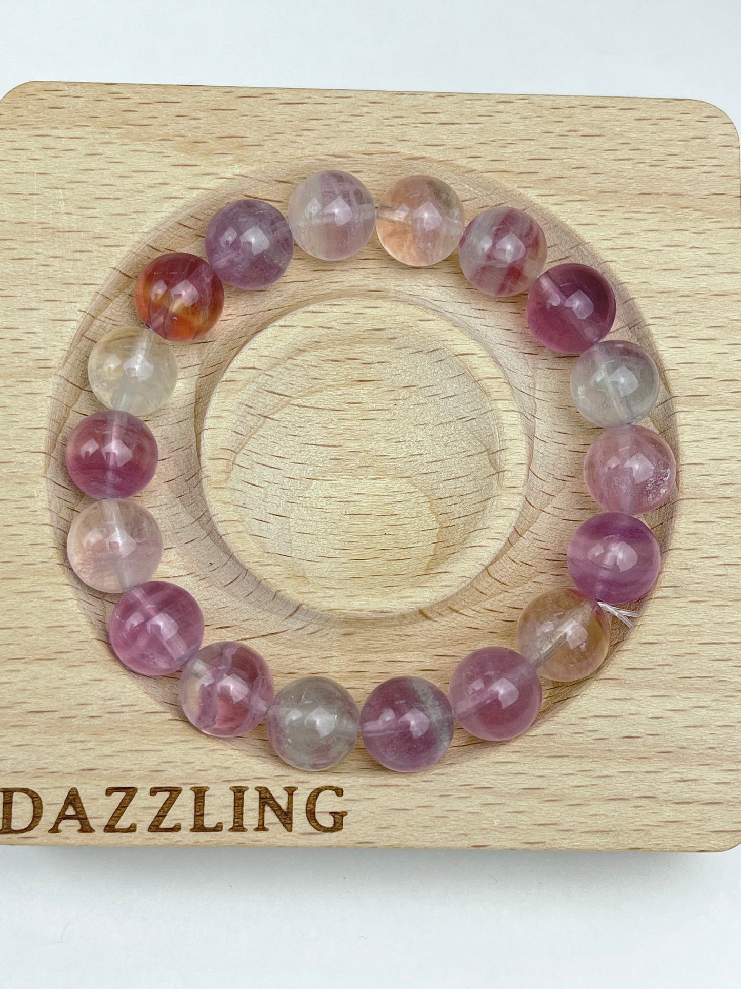 Regnbue Fluoritt armbånd 11mm+