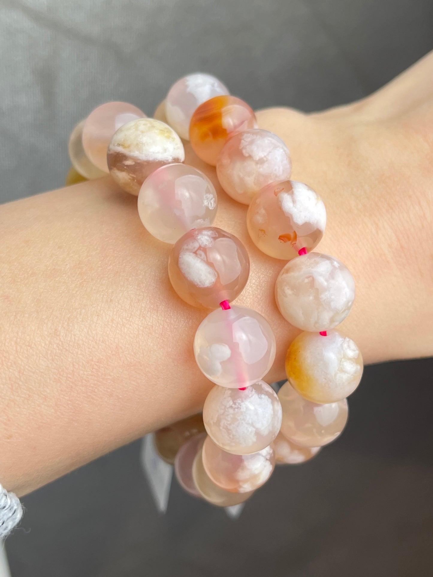Blomster Agat armbånd 12+