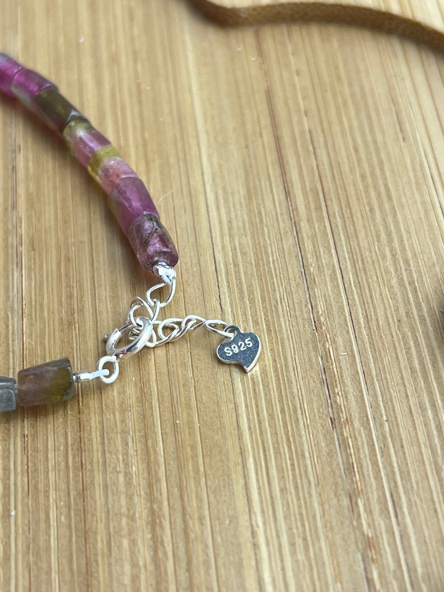 Watermelon Tourmaline bracelet in 925 sterling silver