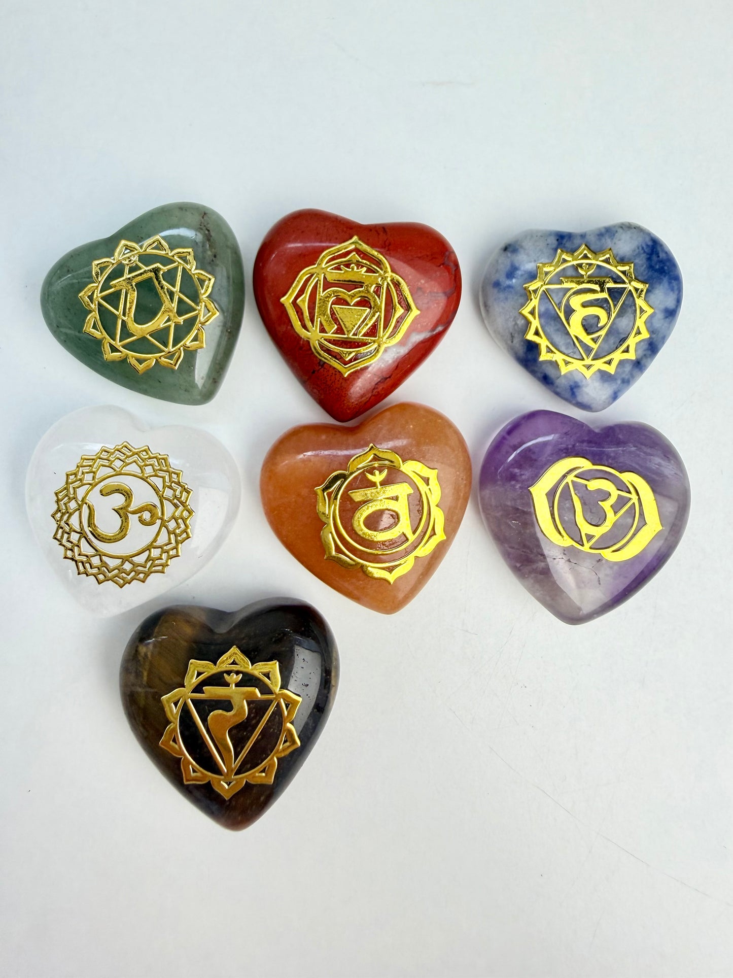 7 Chakra Hjerteformet krystallsett