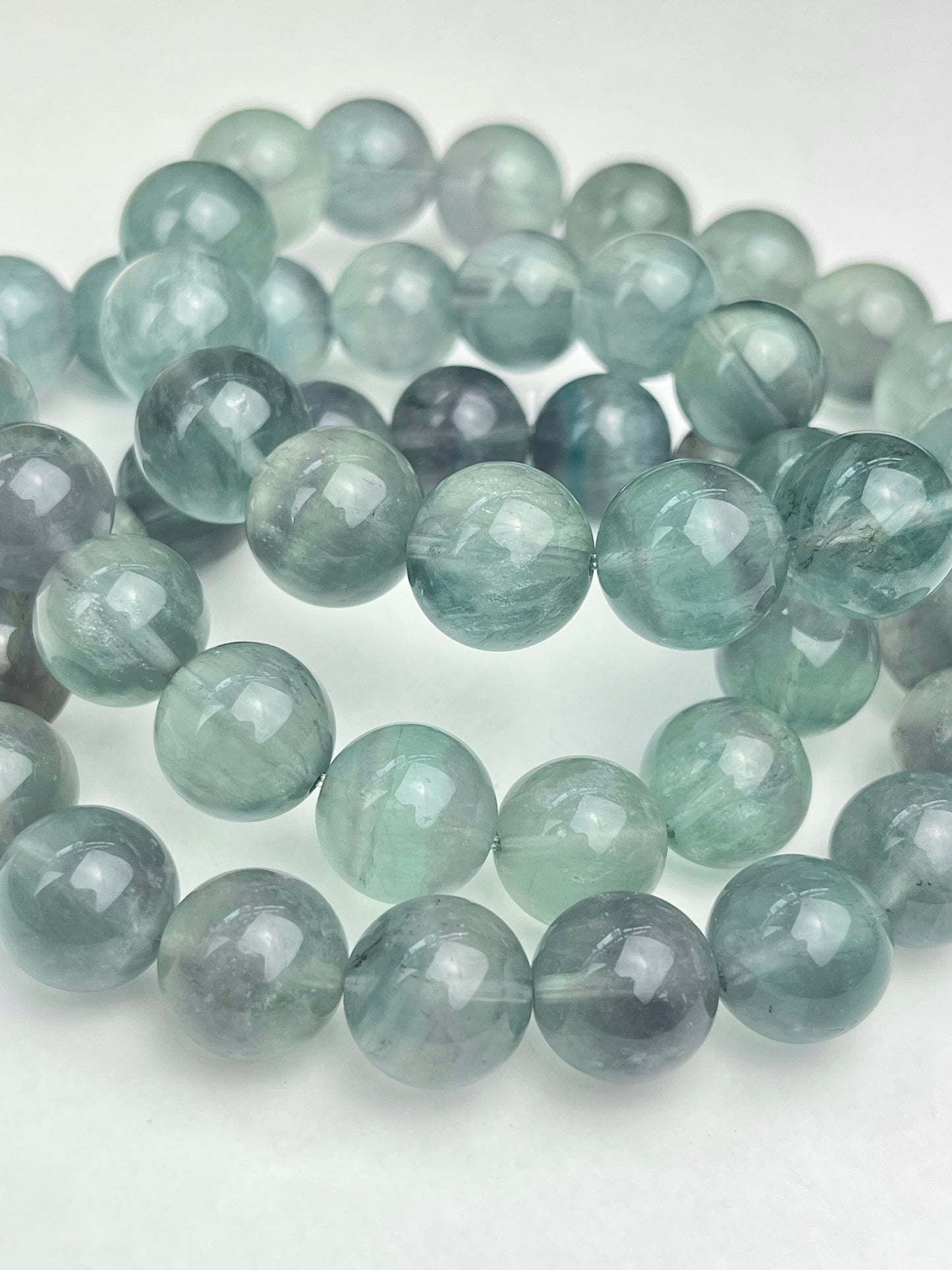 Blågrønn Fluoritt armbånd 11-13mm+