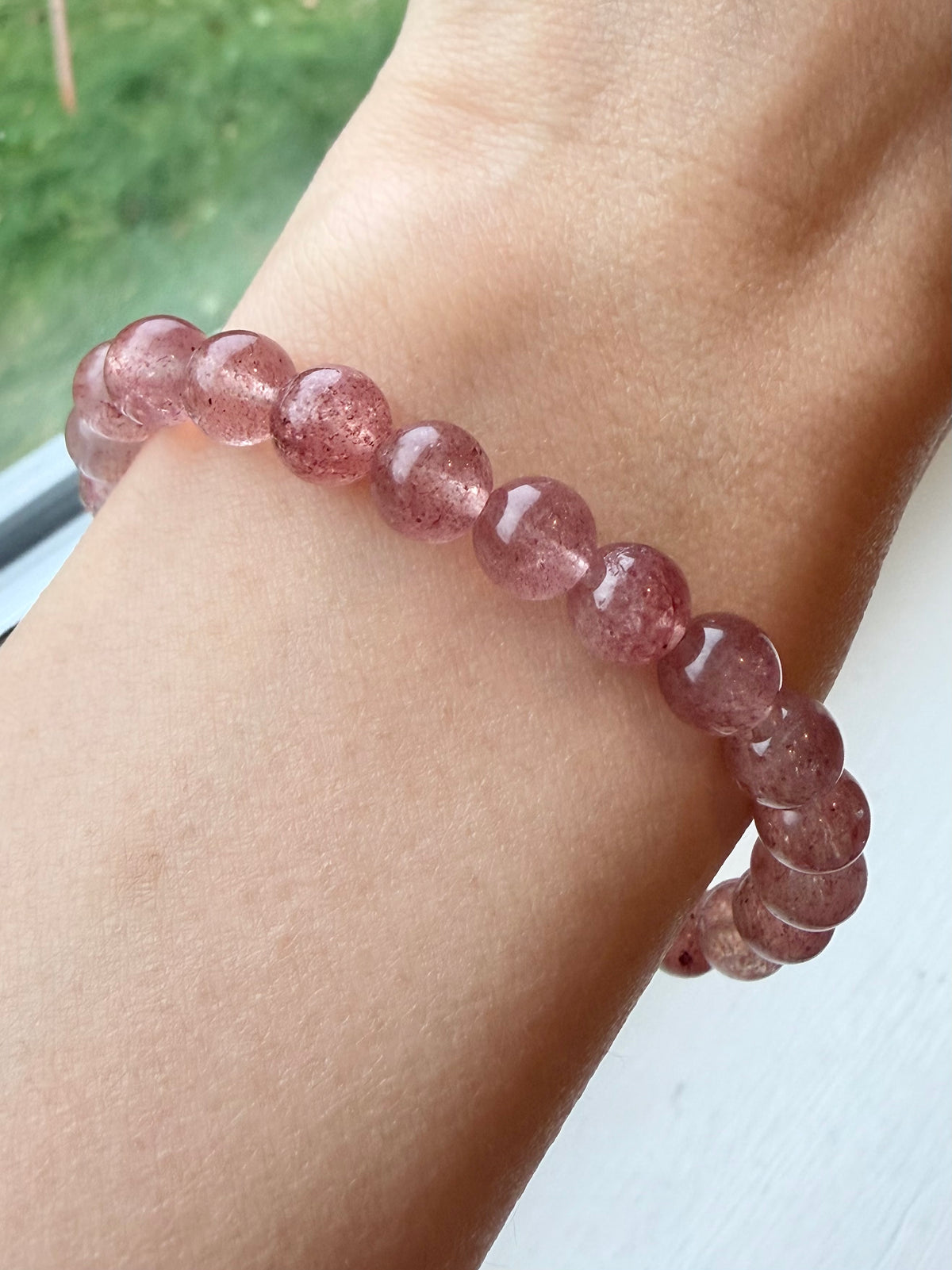 Jordbærkvart armbånd 7mm+