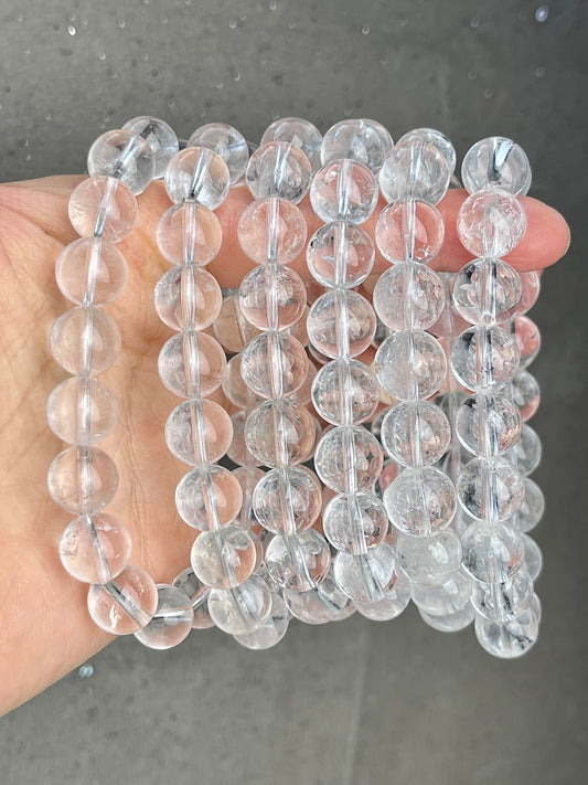 Bergkrystall klar kvarts armbånd 10-11mm+