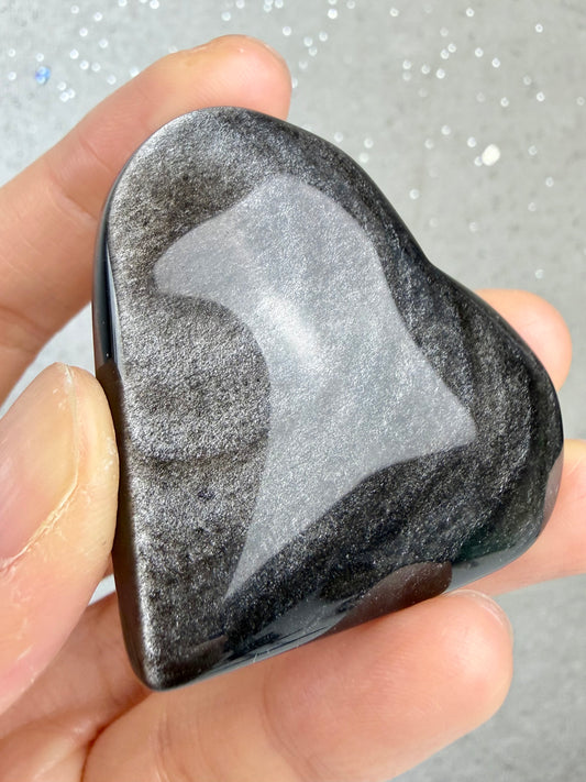 Sølv Obsidian Hjerte