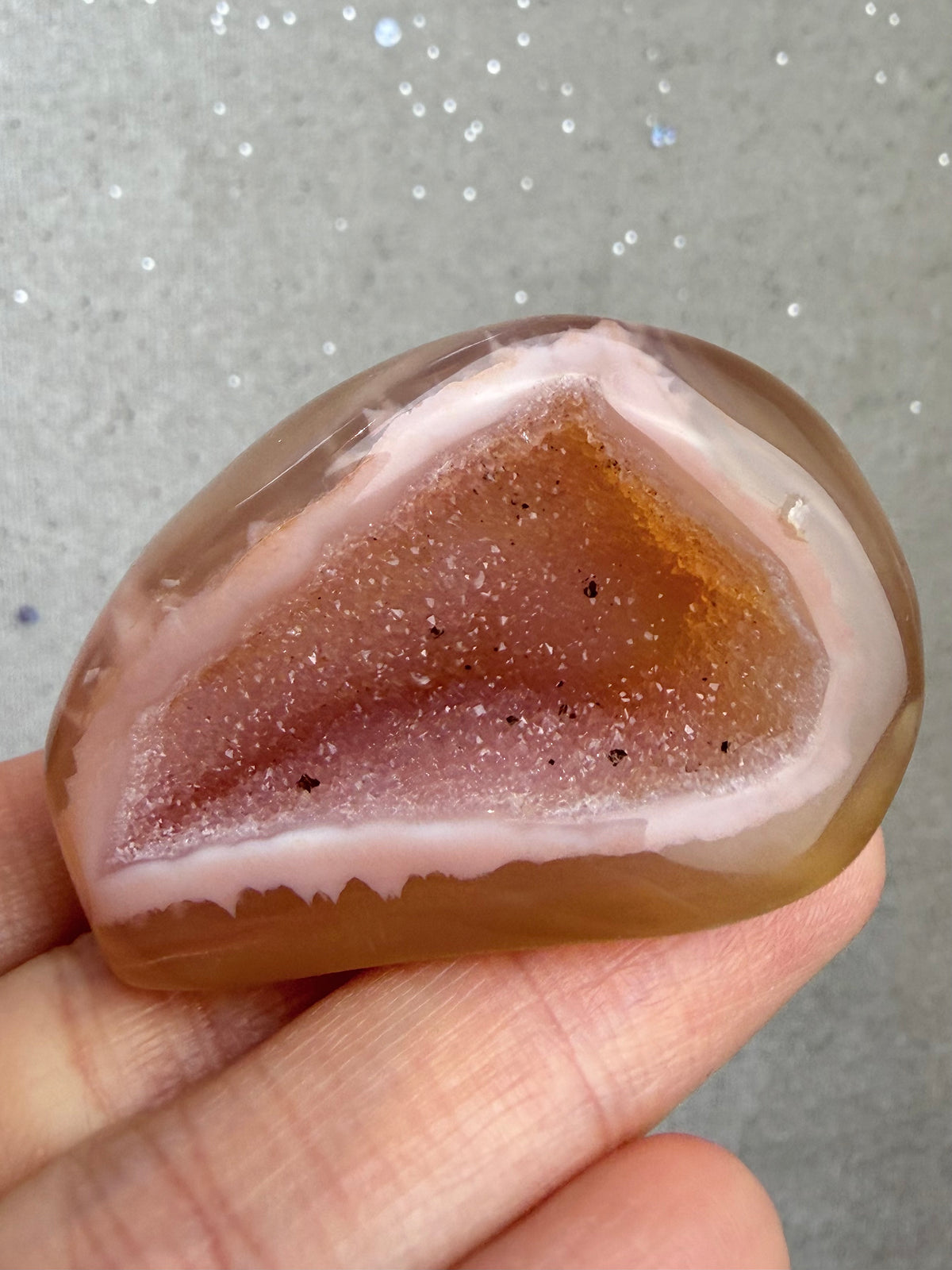 Druzy agat geode, Rosa