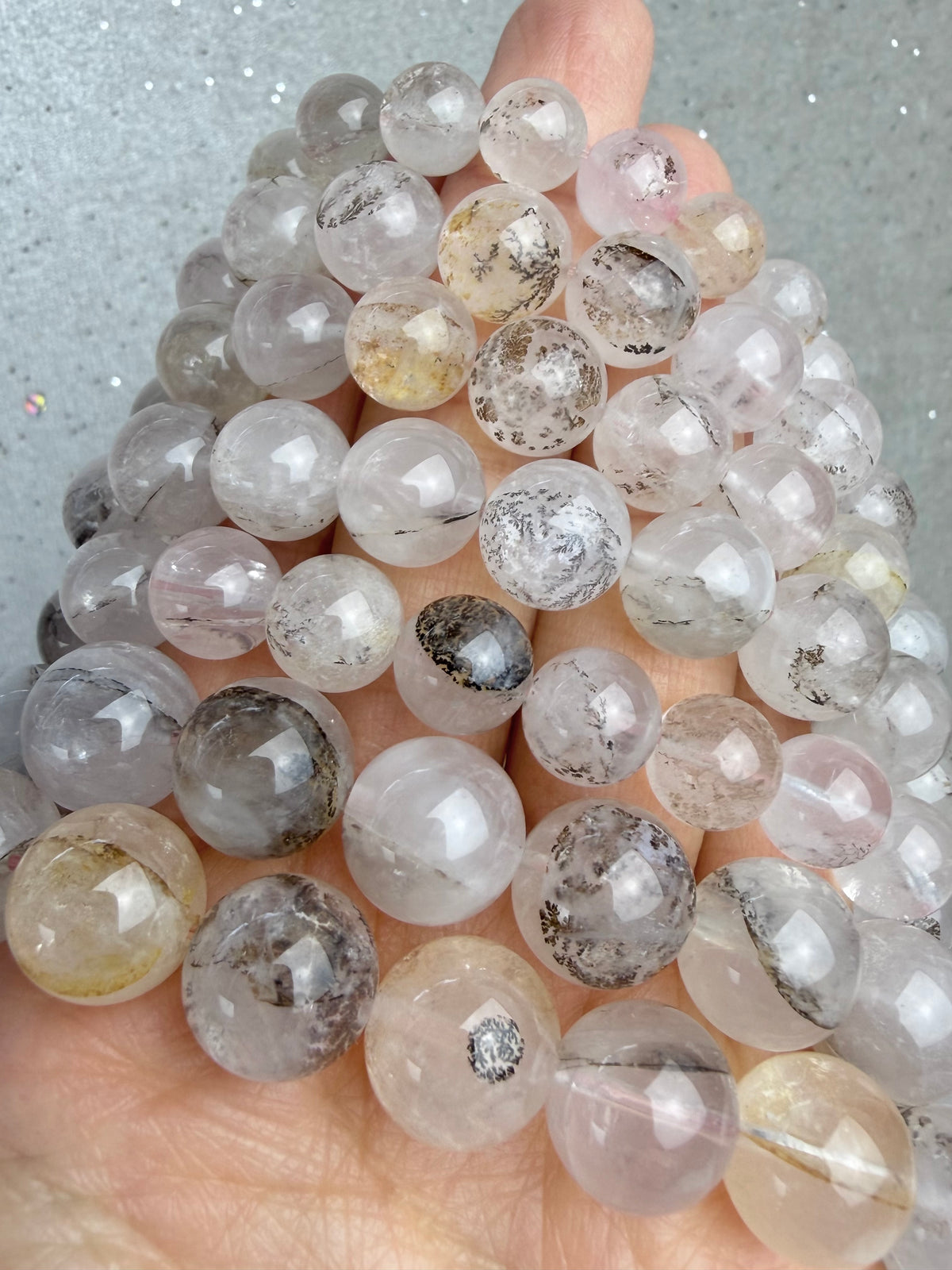 Dendritic quartz bracelet 8-12mm+