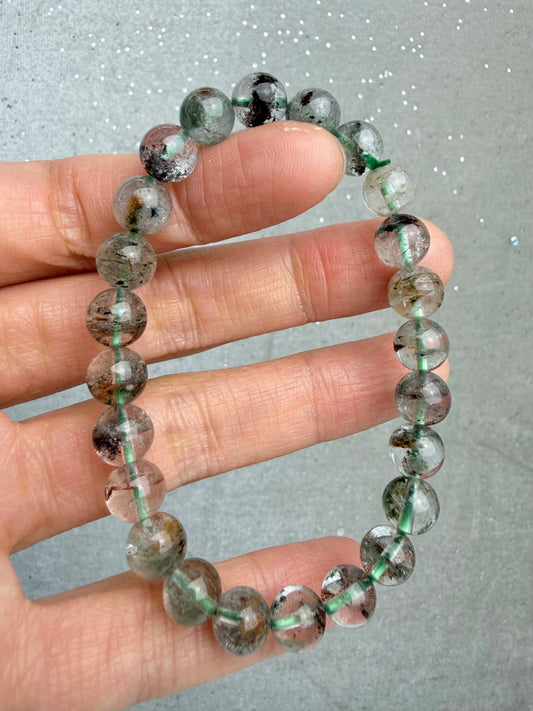 Hagekvarts/Lodolitt armbånd 7mm+