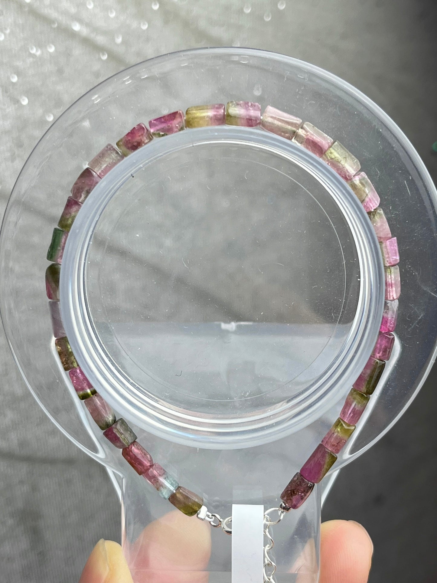 Watermelon Tourmaline bracelet in 925 sterling silver