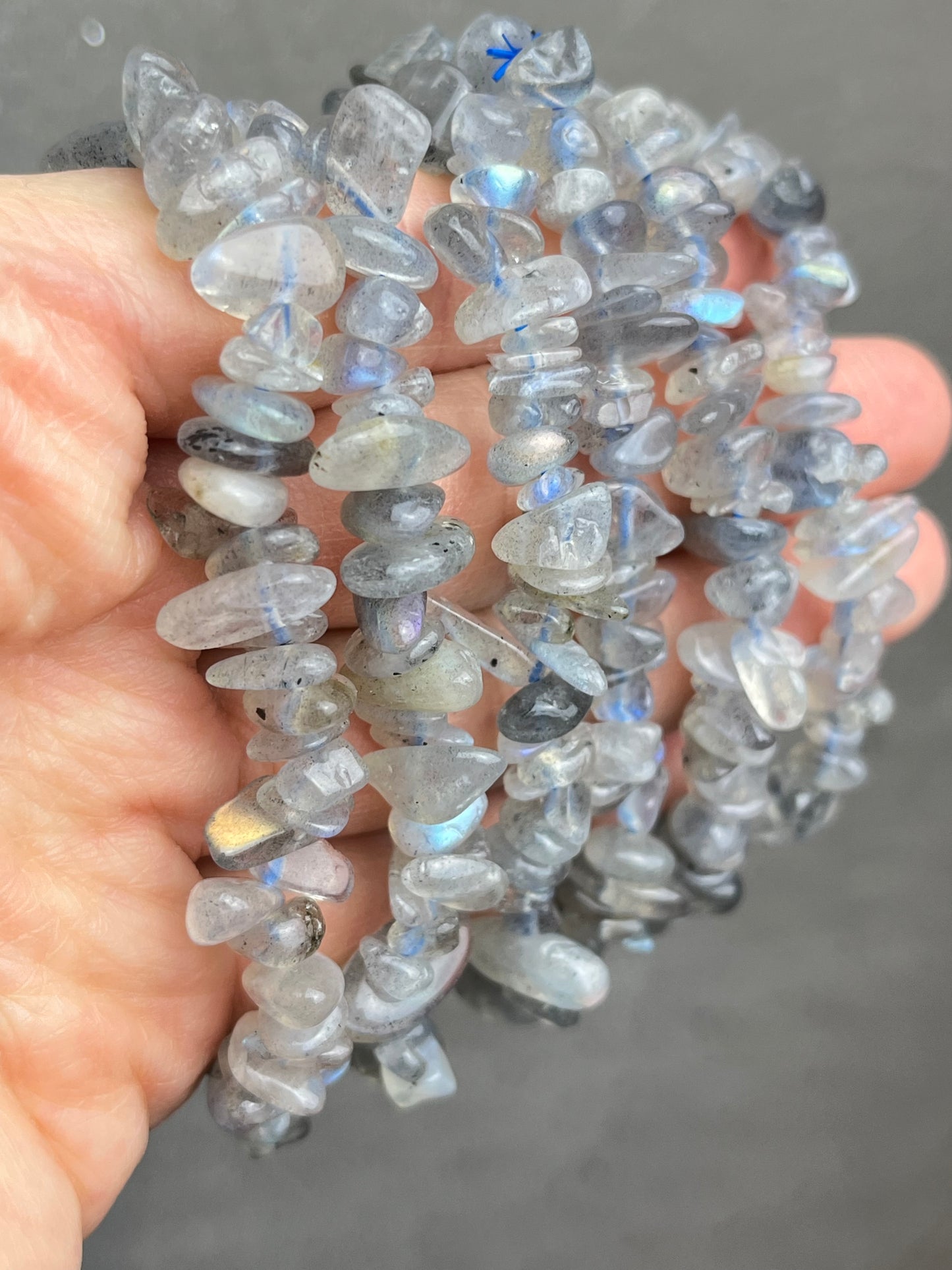 Labradoritt chips armbånd 8mm+