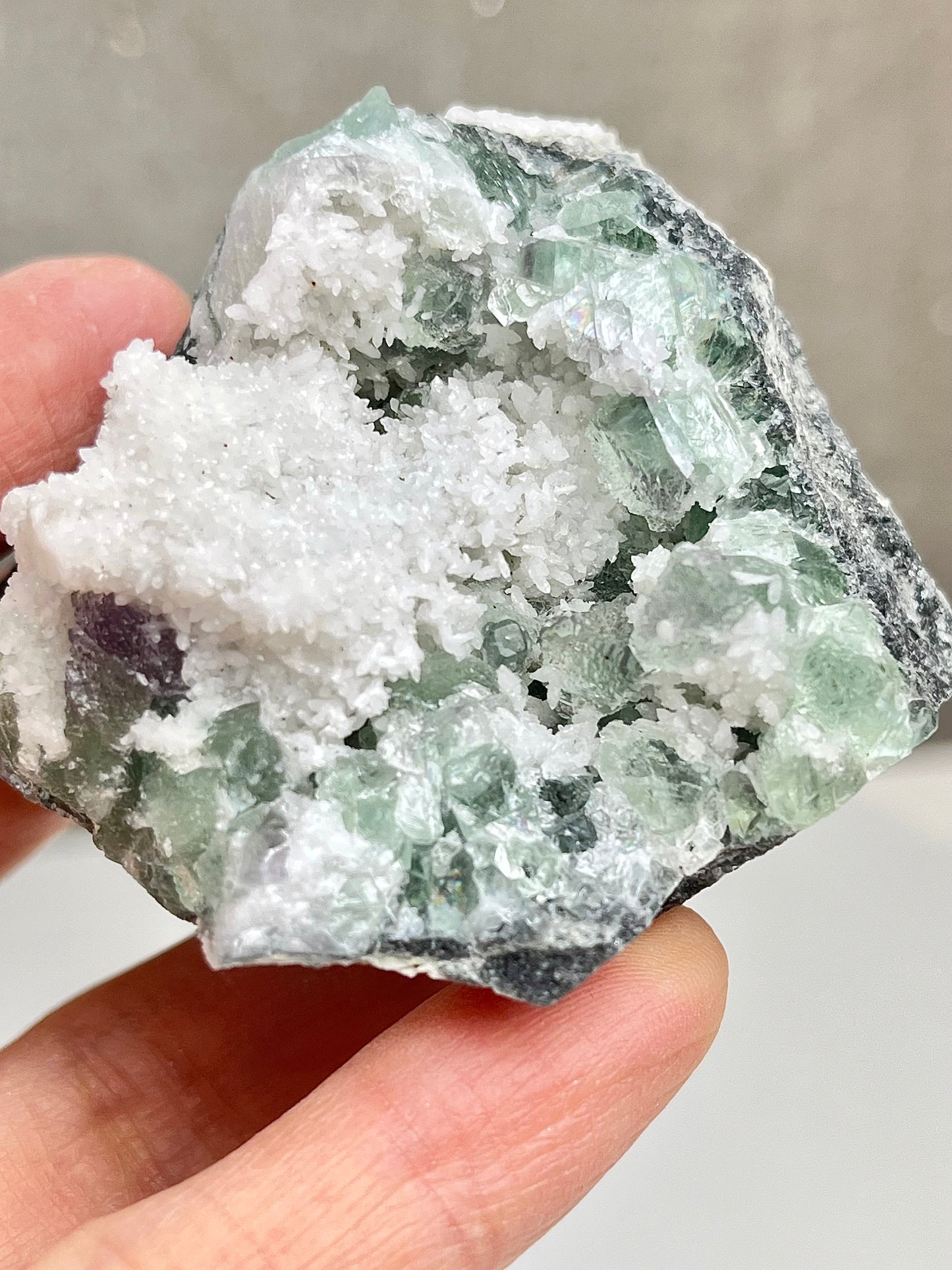 Grønn Fluorit med kvarts