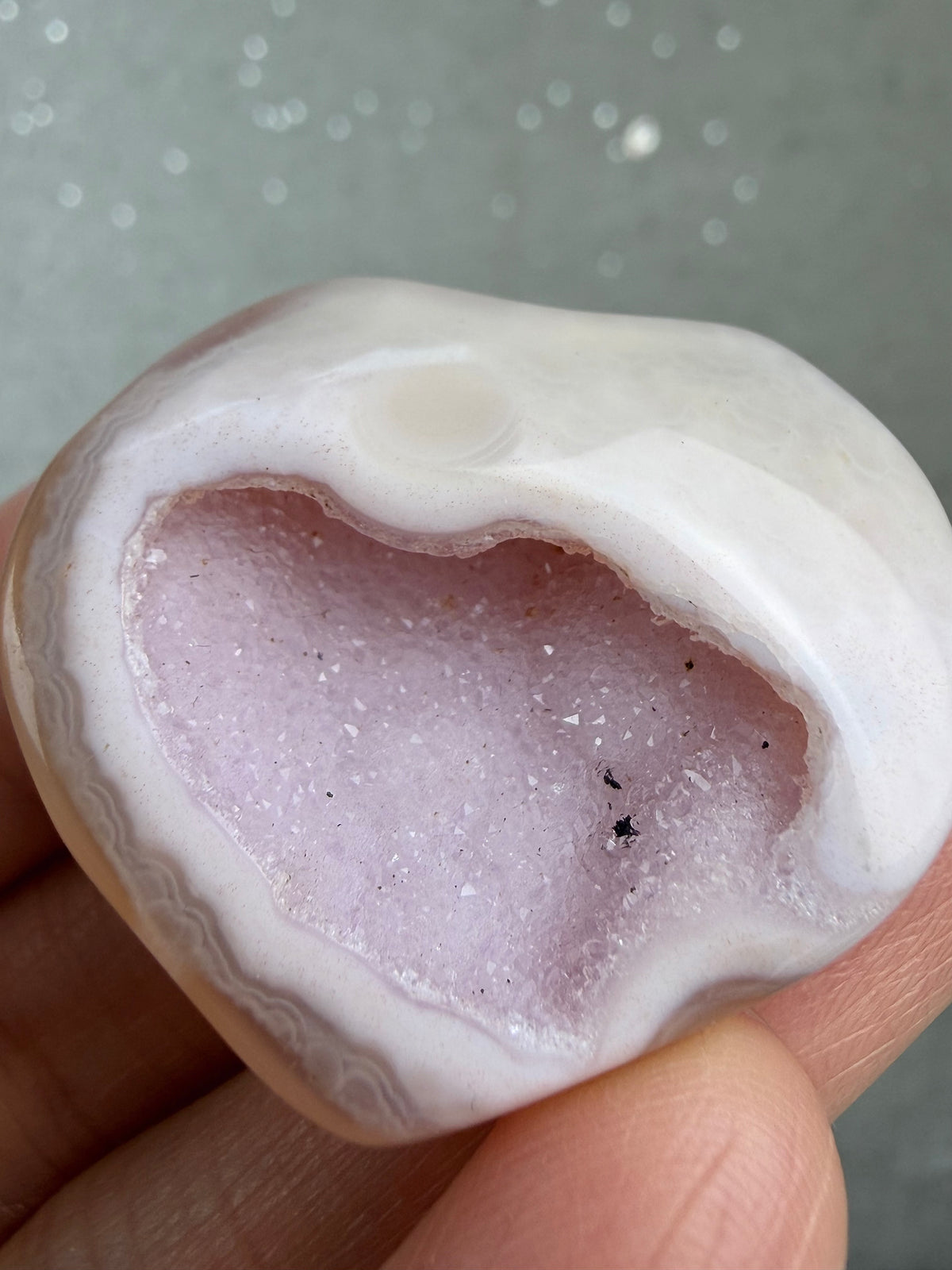 Druzy Agat Hjerte, Rosa/Lilla