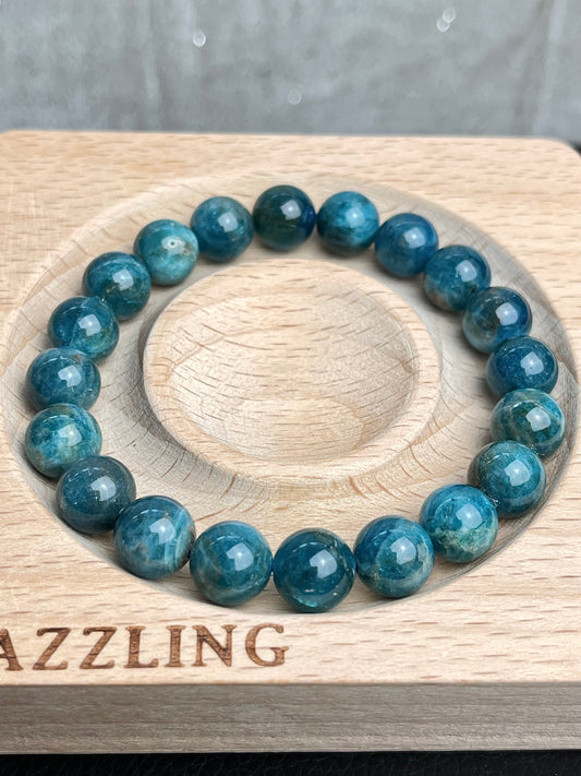 Blå Apatitt armbånd 9-10mm+