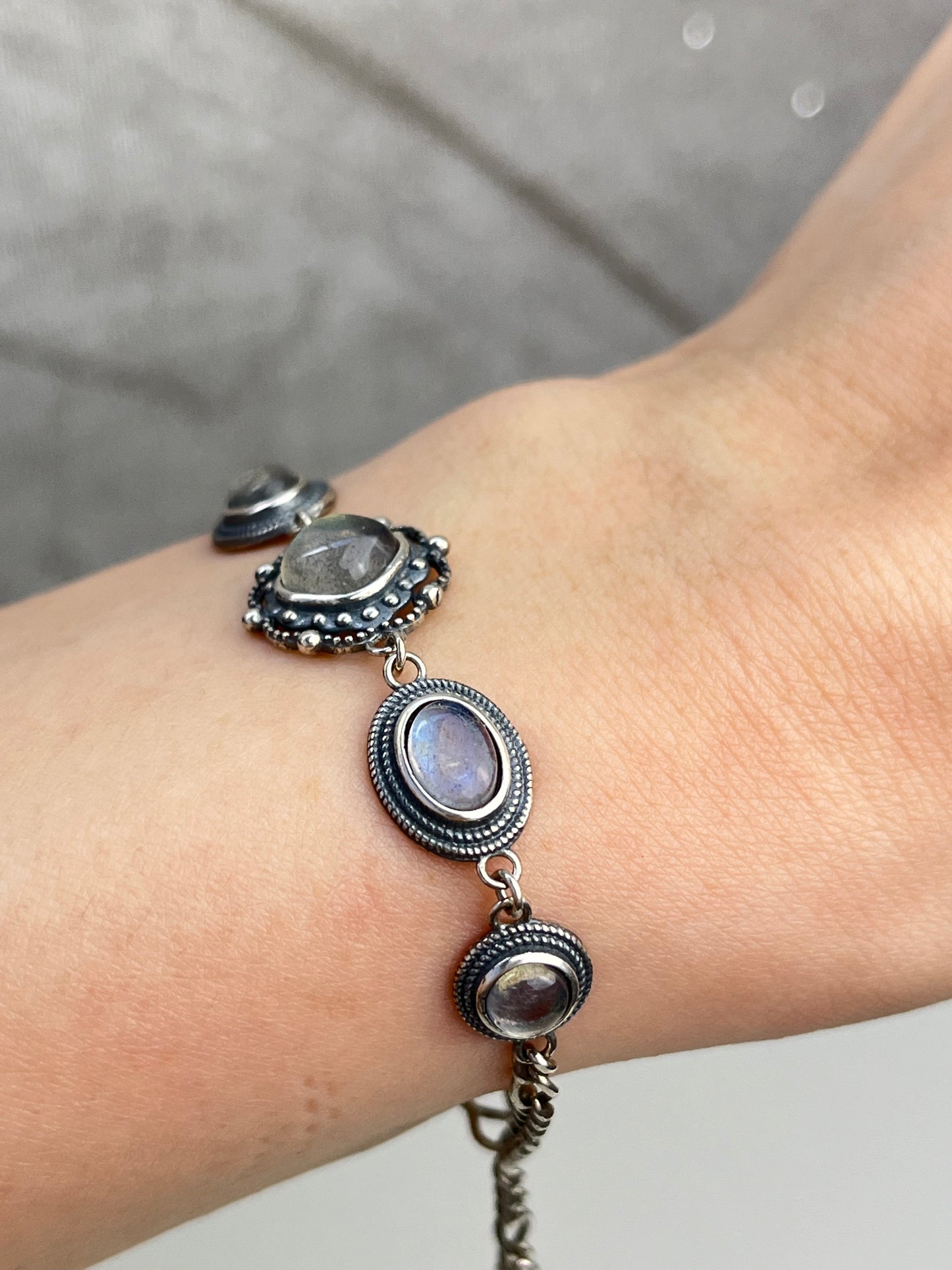 Labradoritt armbånd i 925 sterling sølv