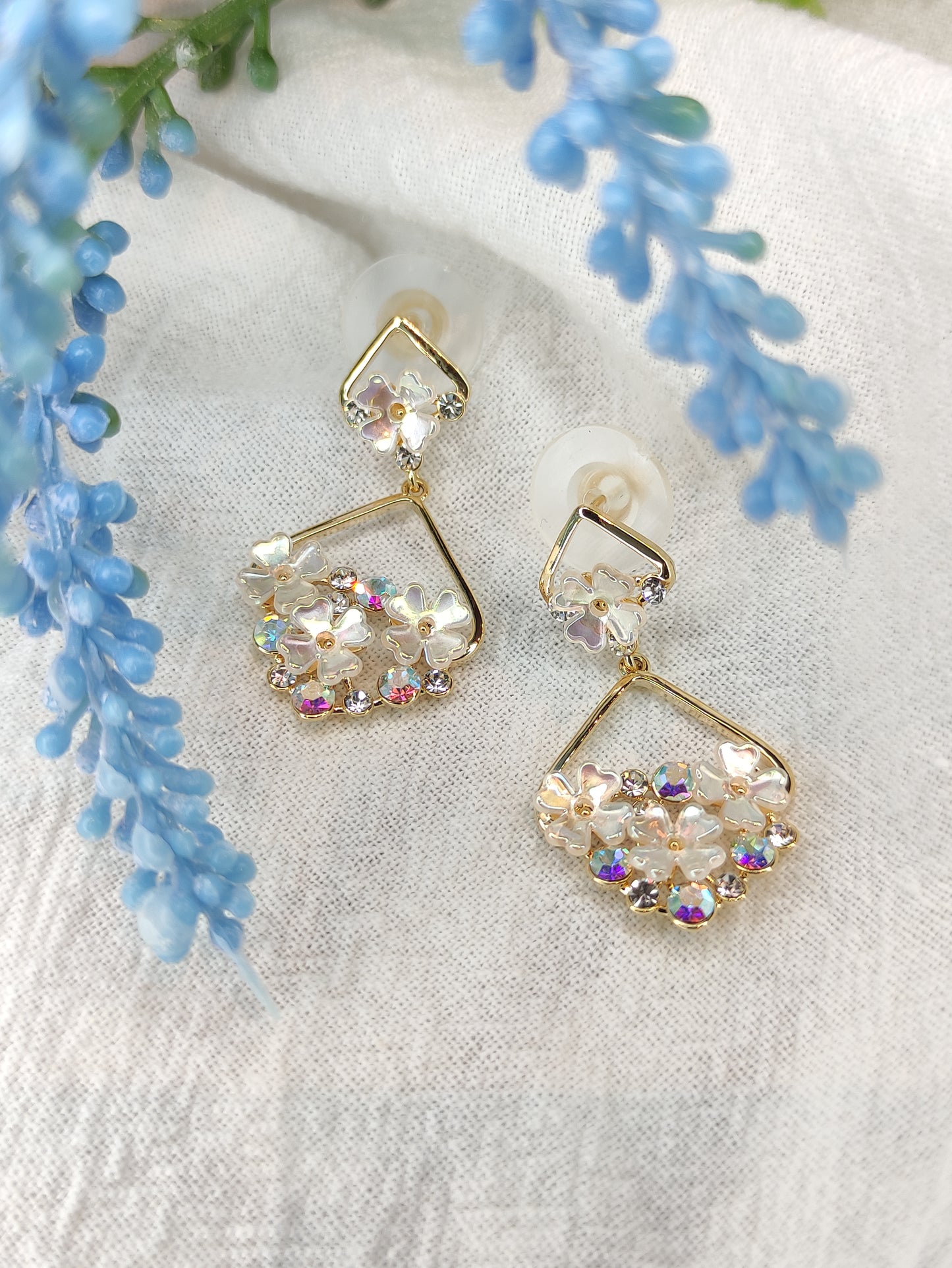 5 blomster colorful zircon øredobber