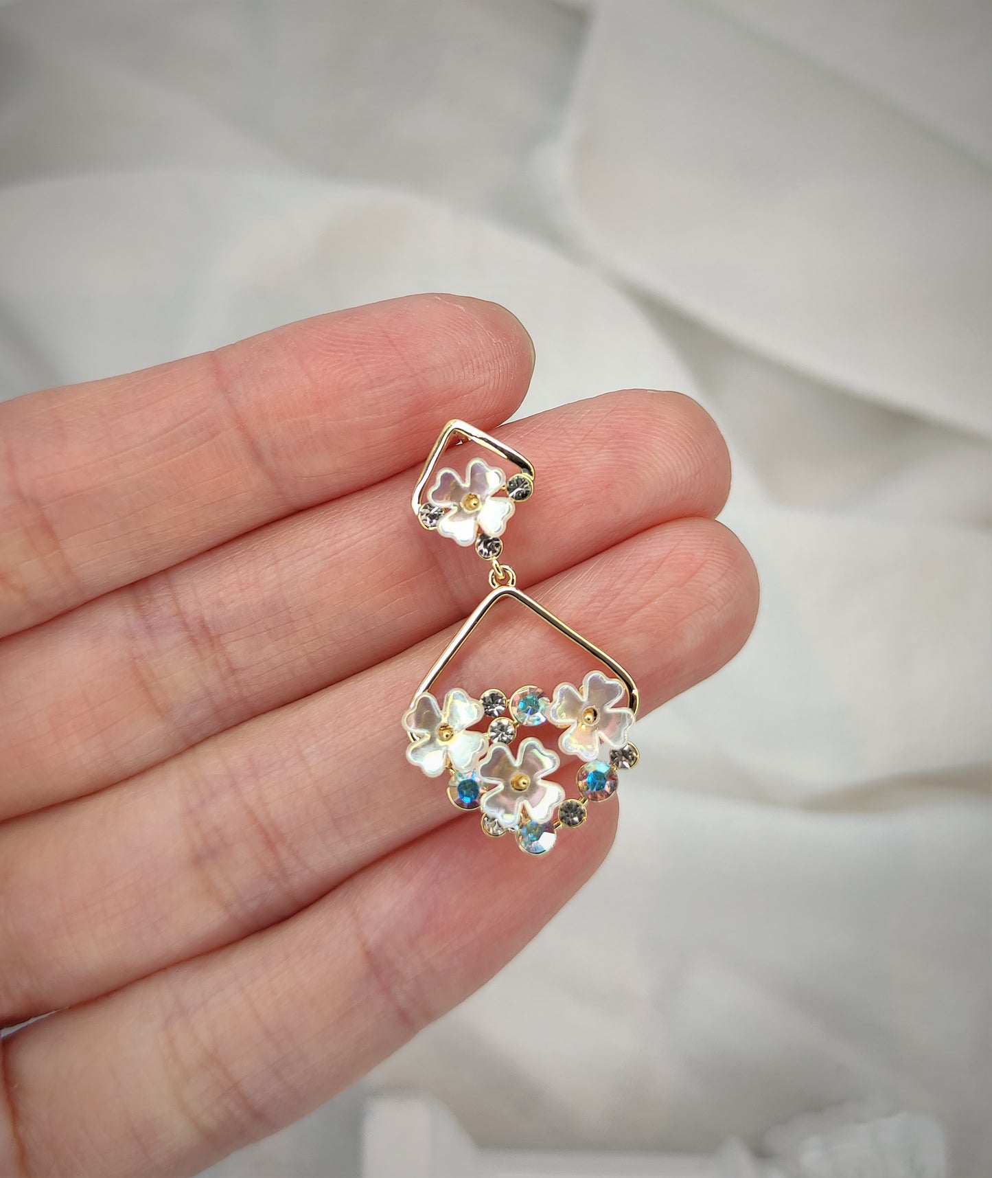 5 blomster colorful zircon øredobber