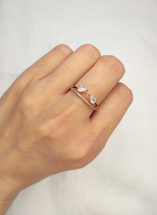 Ring med dobbelt lag og zirkonia
