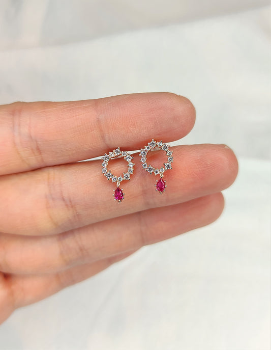Små rosa zirkon øredobber