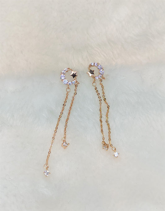 Star and Moon Drop Earrings