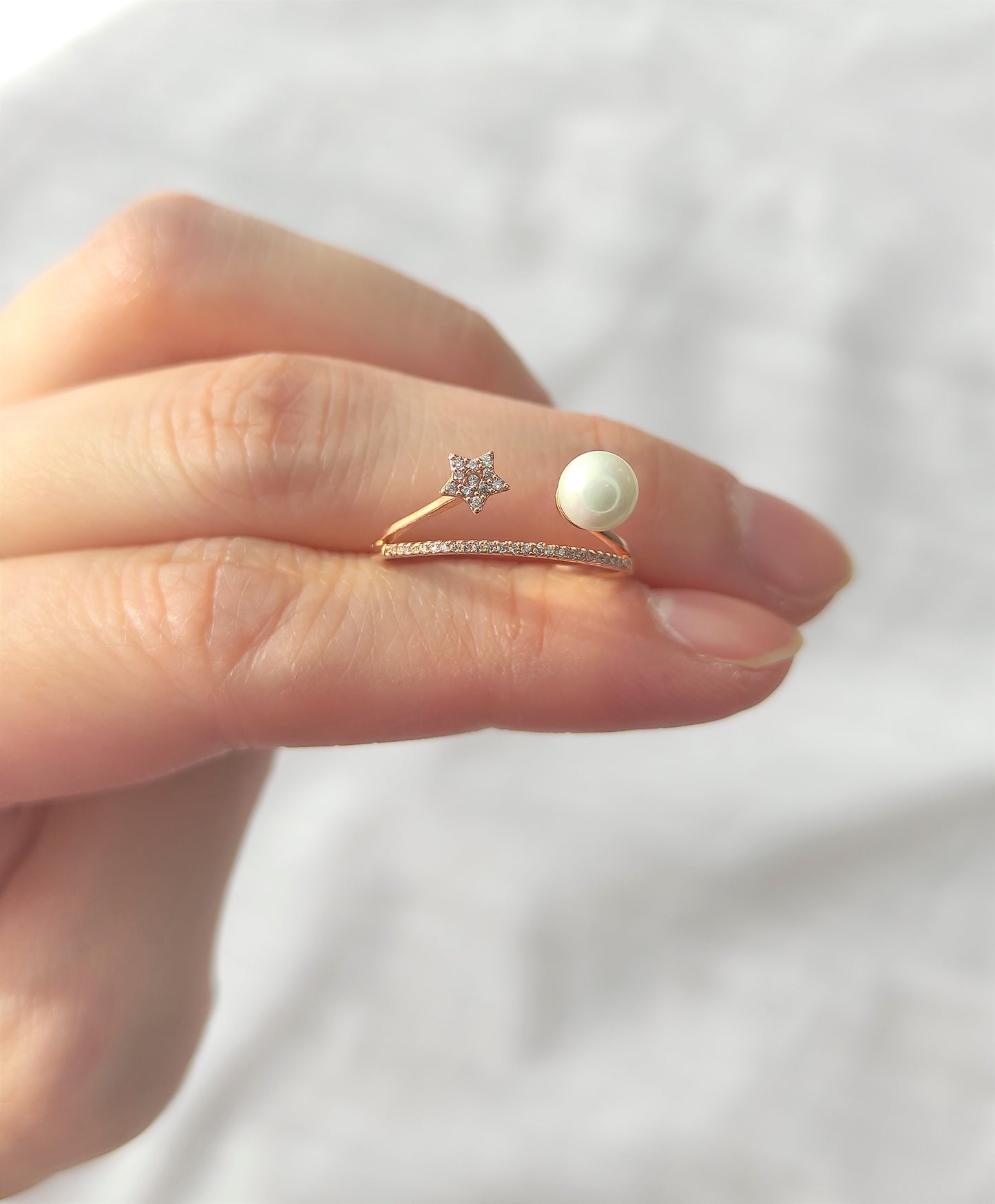 Stjerne og perle ring